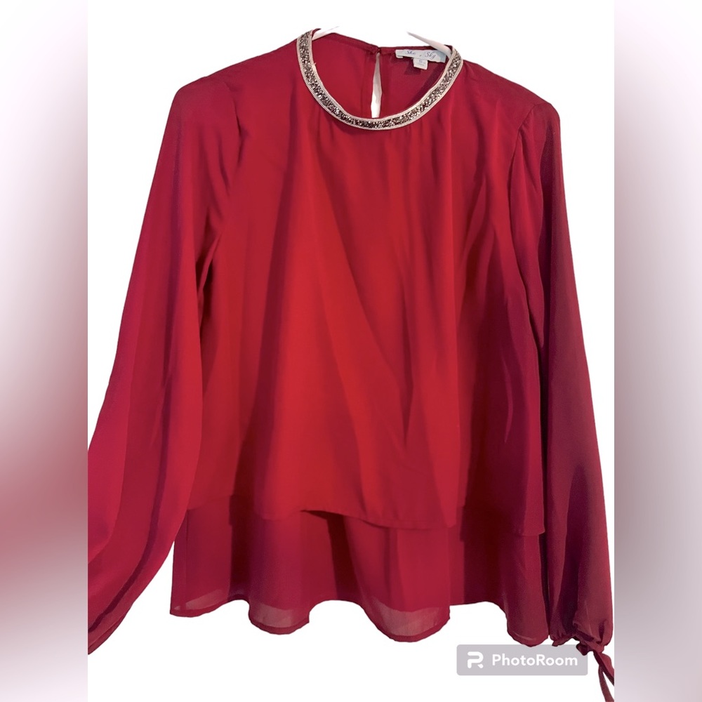 She & Sky cranberry blouse